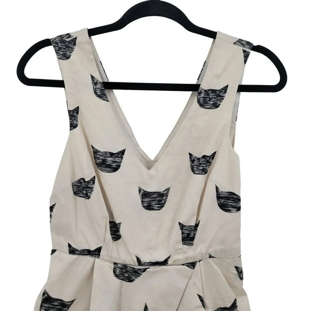 Anthropologie Leah Reena Goren Feline Karma Cat Mini Dress 0 Novelty Fit Flare - Picture 10 of 12